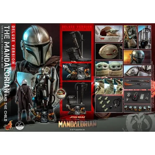 1:4 Star Wars : The Mandalorian - Mandalorian & The Child Baby Yoda DELUXE Figure QS017 Hot Toys