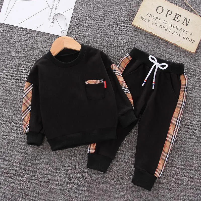 2-piece Plaid Pullover & Pants for Toddler Boy Children's clothing wholesale