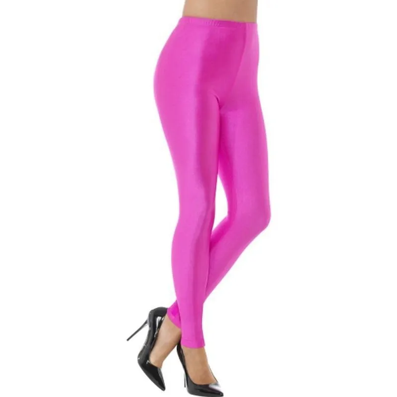 80s Disco Spandex Leggings - Neon Pink