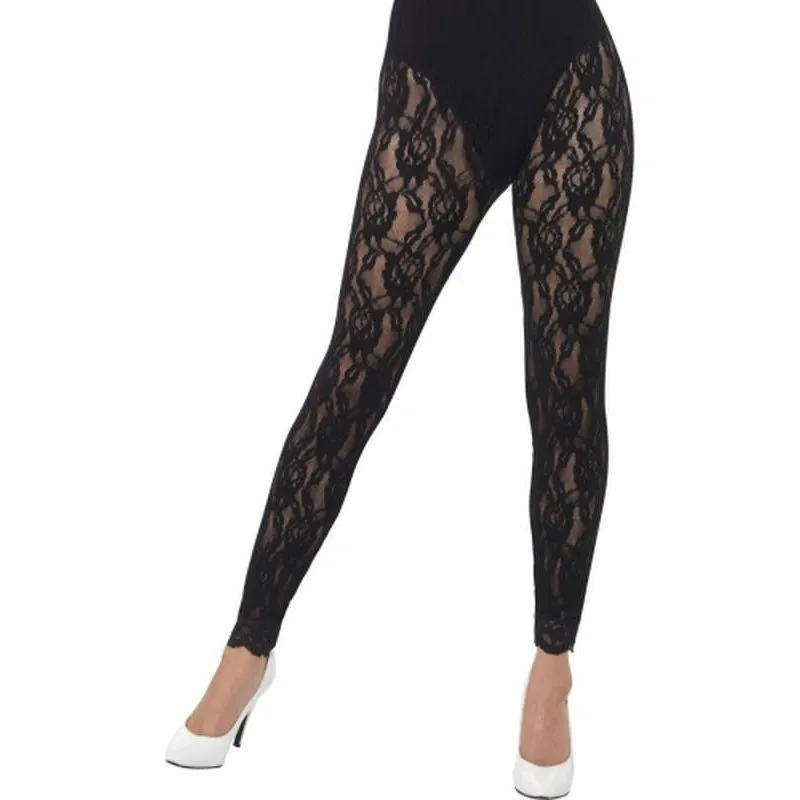 80s Lace Leggings, Black