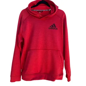 Adidas Red Men's Climawarm Team Issue Long Sleeve Pullover Fleece Hoodie - Large