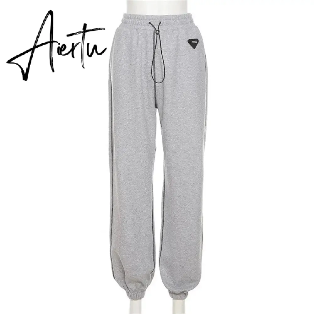 Aieru Drawstring Sweatpants Print Loose Casual Jogger Pants Women Fashion High Waist Comfort Athleisure Gym Running Harem Pant