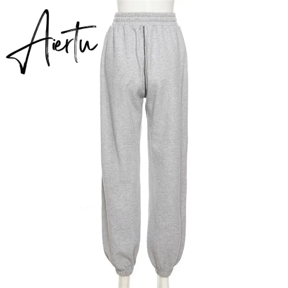 Aieru Drawstring Sweatpants Print Loose Casual Jogger Pants Women Fashion High Waist Comfort Athleisure Gym Running Harem Pant