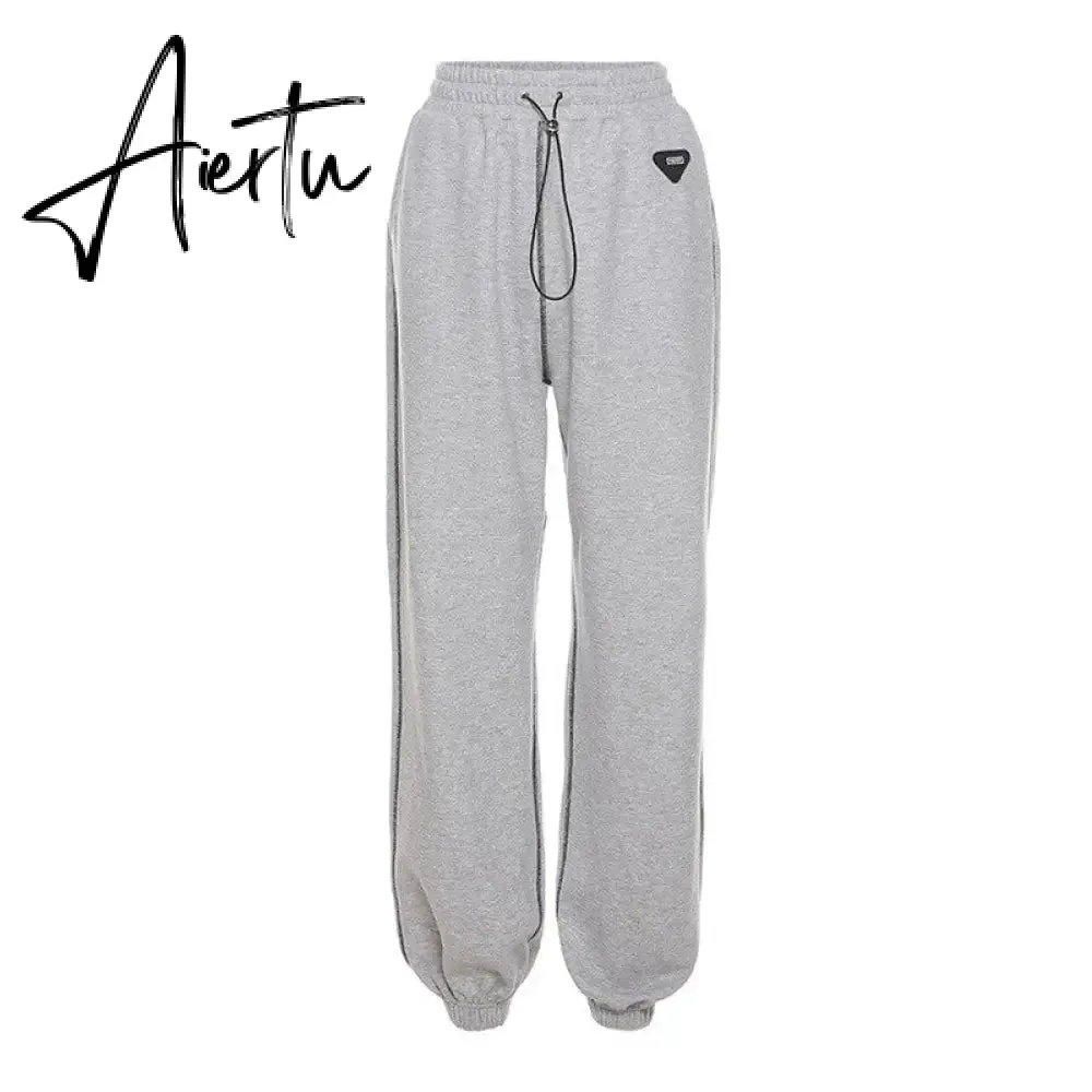 Aieru Drawstring Sweatpants Print Loose Casual Jogger Pants Women Fashion High Waist Comfort Athleisure Gym Running Harem Pant