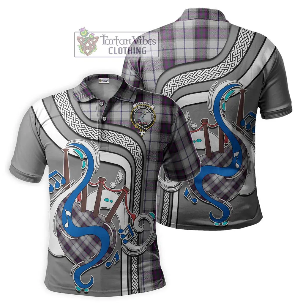 Alexander of Menstry Dress Tartan Polo Shirt with Epic Bagpipe Style