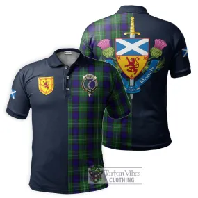 Alexander Tartan Polo Shirt Alba with Scottish Lion Royal Arm Half Style