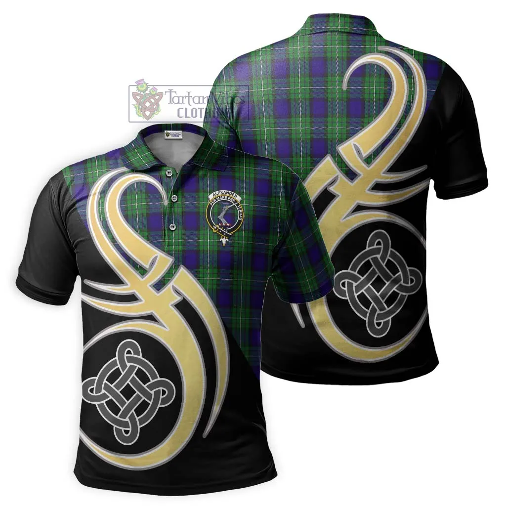 Alexander Tartan Polo Shirt with Family Crest and Celtic Symbol Style