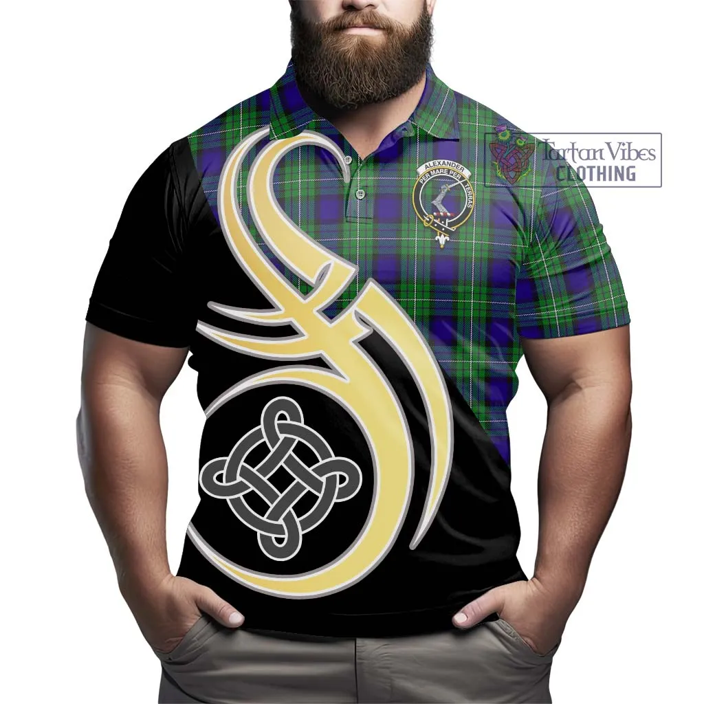 Alexander Tartan Polo Shirt with Family Crest and Celtic Symbol Style