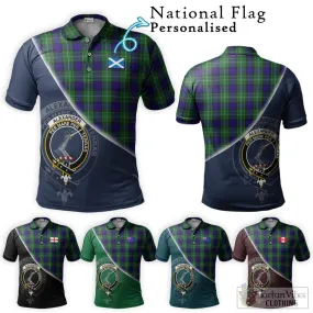 Alexander Tartan Polo Shirt with Personalised National Flag and Family Crest Half Style