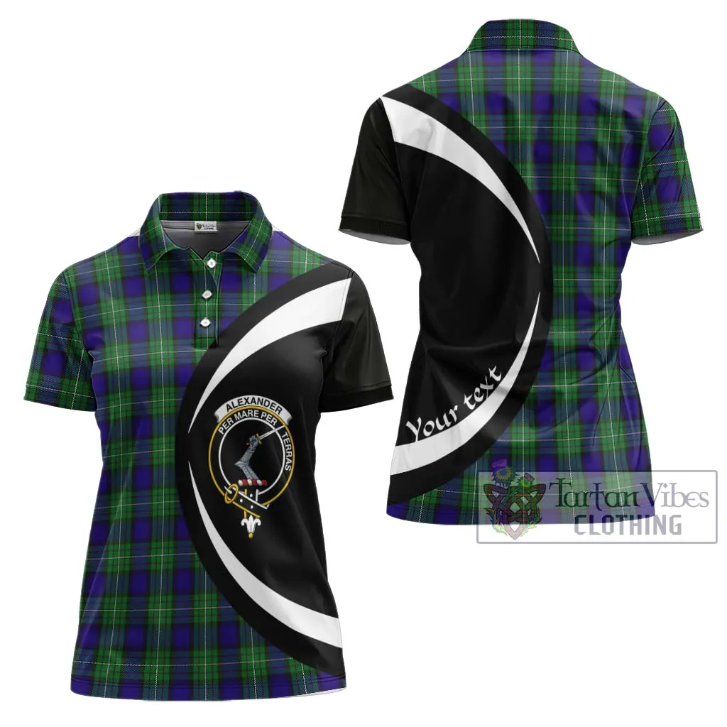 Alexander Tartan Women's Polo Shirt with Family Crest Circle Style