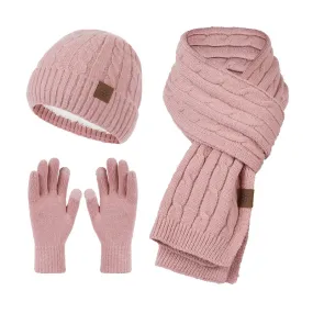 Alpaca Fleecefiber Scarf Men's Winter Scarf And Hat Gloves Three-piece Set