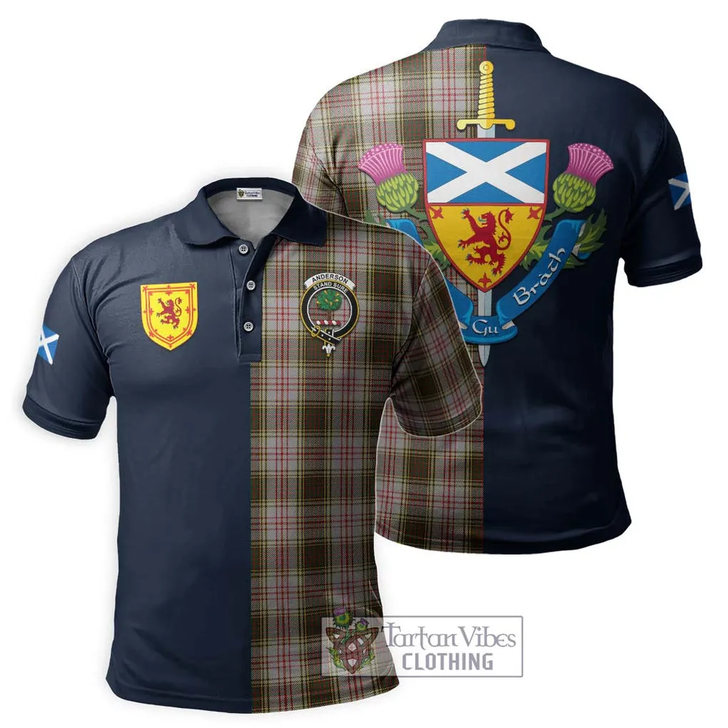 Anderson Dress Tartan Polo Shirt Alba with Scottish Lion Royal Arm Half Style