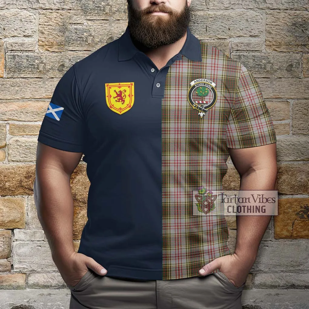 Anderson Dress Tartan Polo Shirt Alba with Scottish Lion Royal Arm Half Style