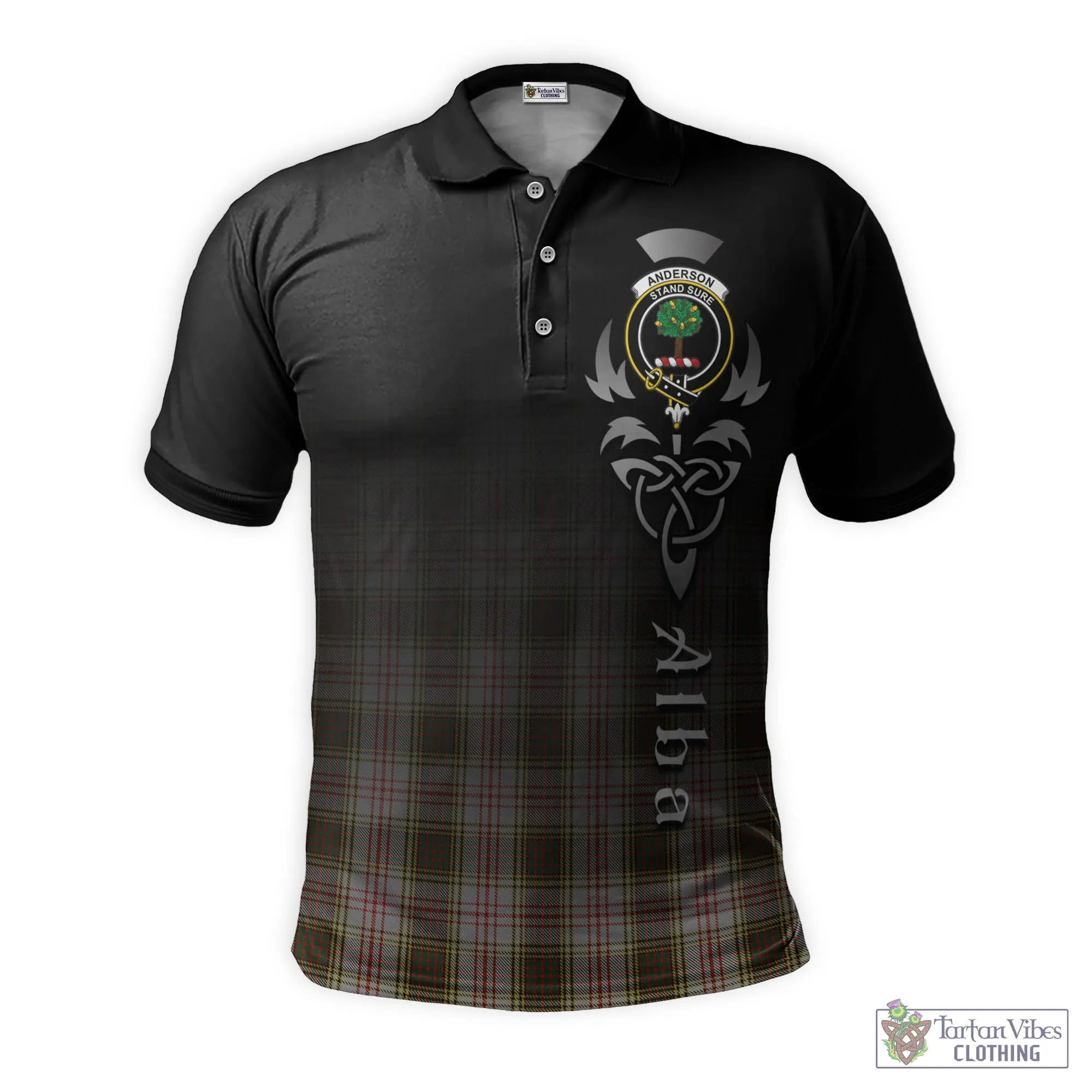 Anderson Dress Tartan Polo Shirt Featuring Alba Gu Brath Family Crest Celtic Inspired