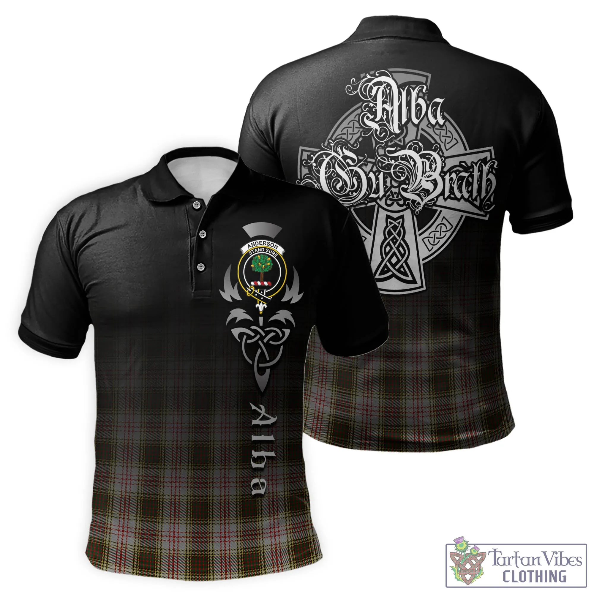 Anderson Dress Tartan Polo Shirt Featuring Alba Gu Brath Family Crest Celtic Inspired