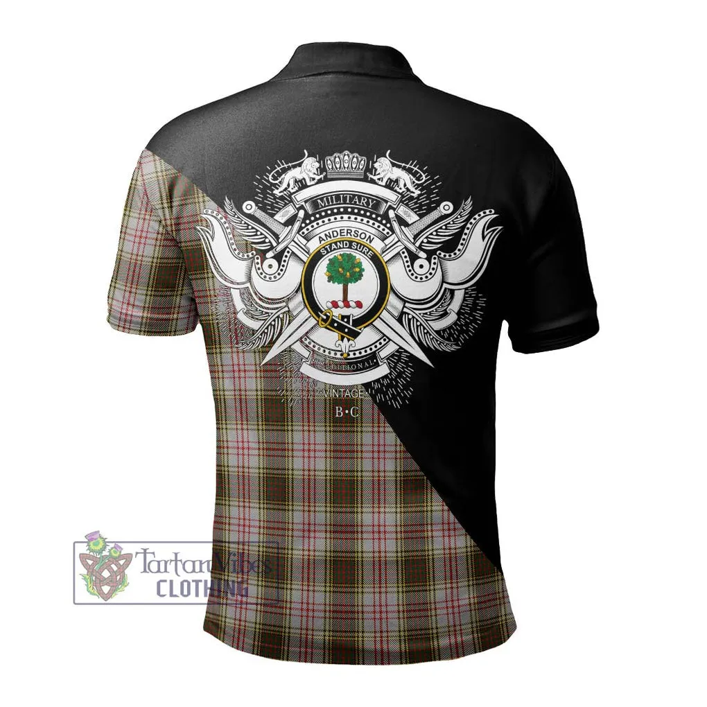 Anderson Dress Tartan Polo Shirt with Family Crest and Military Logo Style