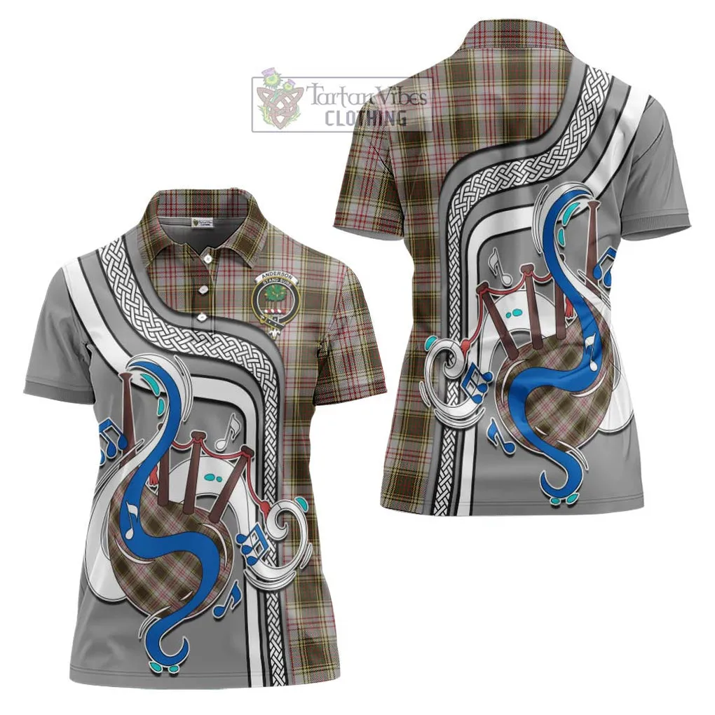 Anderson Dress Tartan Women's Polo Shirt with Epic Bagpipe Style