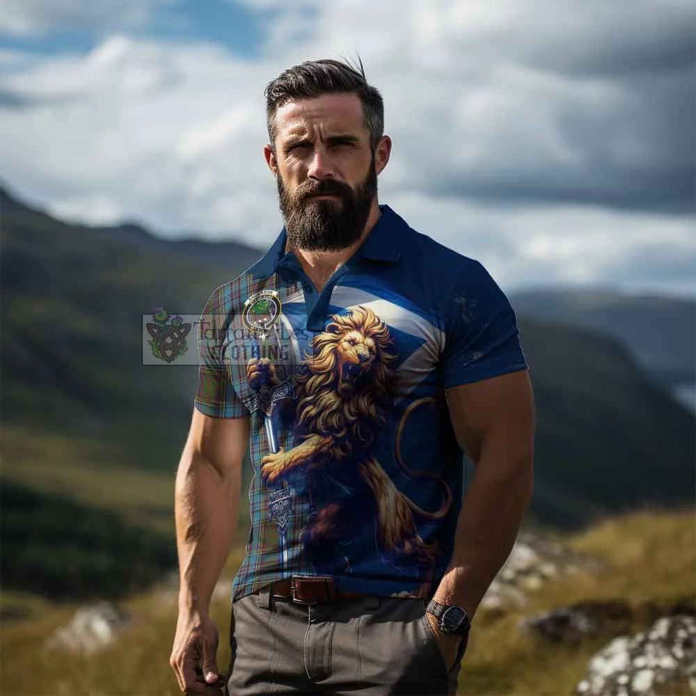 Anderson Tartan Family Crest Men's Polo Shirt with Scottish Majestic Lion