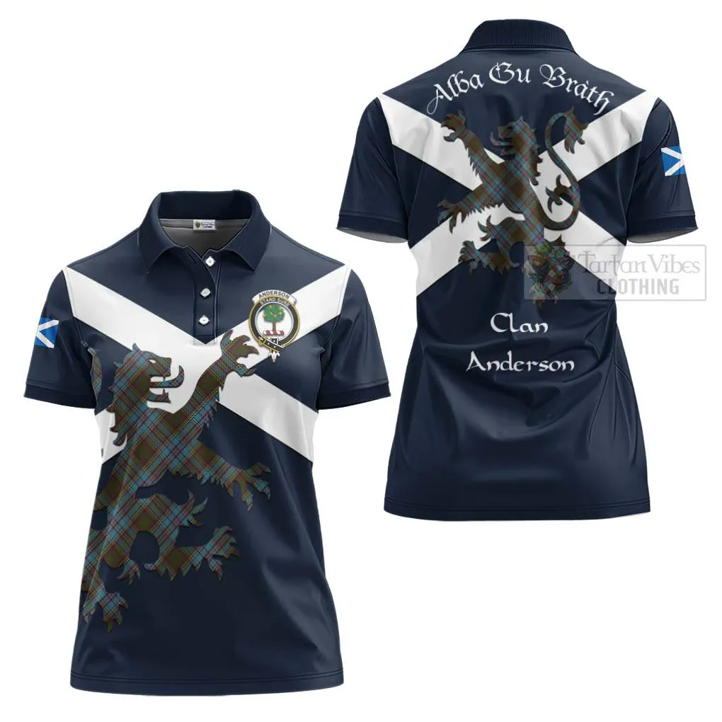 Anderson Tartan Lion Rampant Women's Polo Shirt Proudly Display Your Heritage with Alba Gu Brath and Clan Name