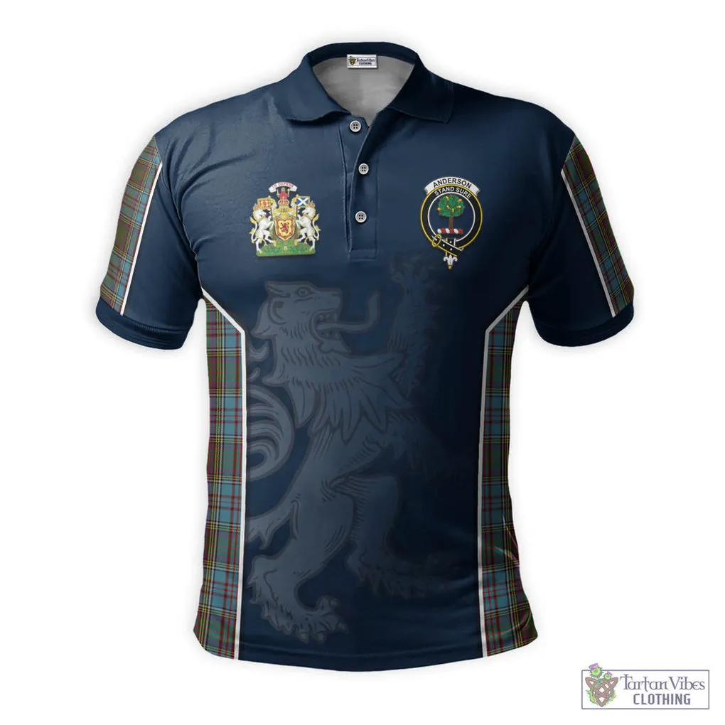 Anderson Tartan Men's Polo Shirt with Family Crest and Lion Rampant Vibes Sport Style