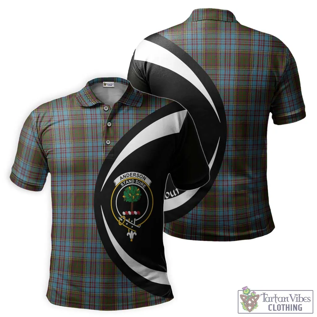 Anderson Tartan Men's Polo Shirt with Family Crest Circle Style