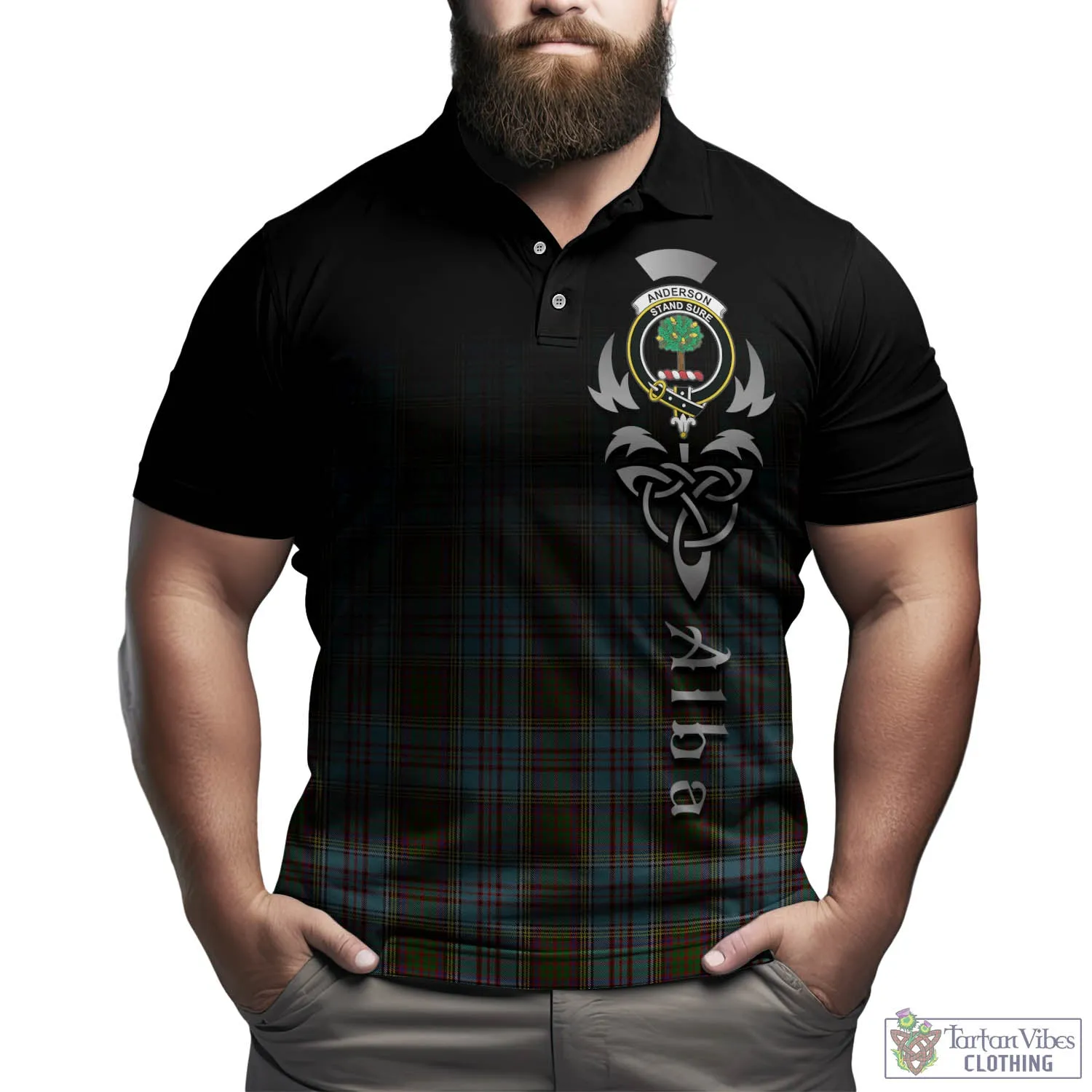 Anderson Tartan Polo Shirt Featuring Alba Gu Brath Family Crest Celtic Inspired