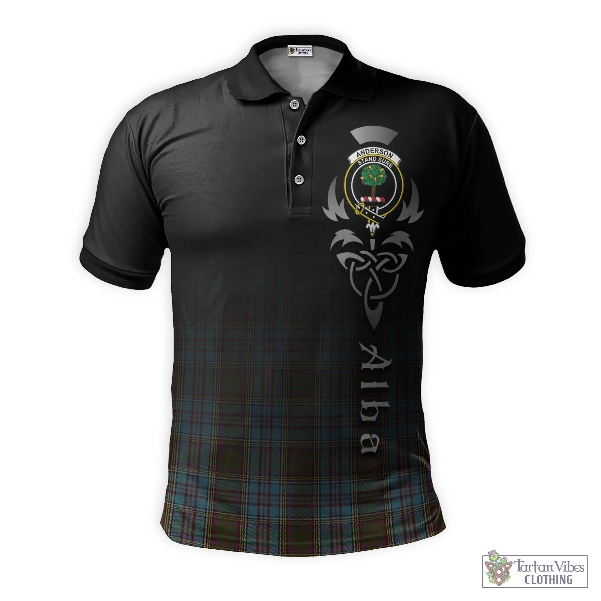 Anderson Tartan Polo Shirt Featuring Alba Gu Brath Family Crest Celtic Inspired