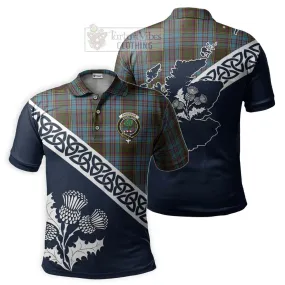 Anderson Tartan Polo Shirt Featuring Thistle and Scotland Map