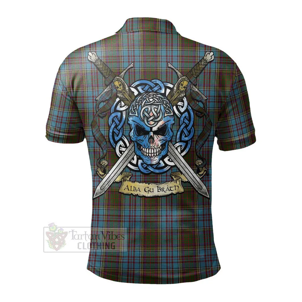 Anderson Tartan Polo Shirt with Family Crest Celtic Skull Style