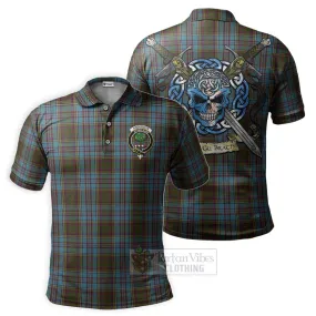 Anderson Tartan Polo Shirt with Family Crest Celtic Skull Style