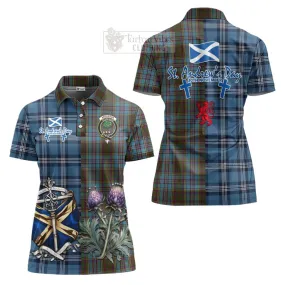 Anderson Tartan Women's Polo Shirt Happy St. Andrew's Day Half Tartan Style