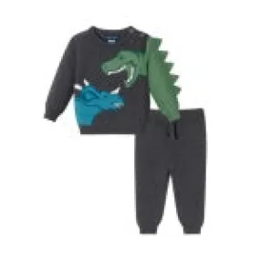 Andy & Evan, 2 pcs Dino Sweater Set-Charcoal