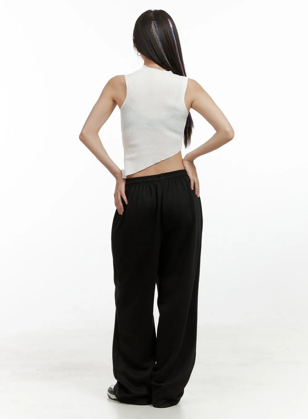 Asymmetrical Mock Neck Crop Sleeveless Top OL408