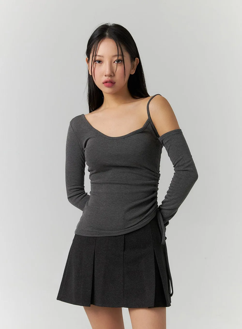 Asymmetrical Neck Cut-Out Long Sleeve Tee CD304