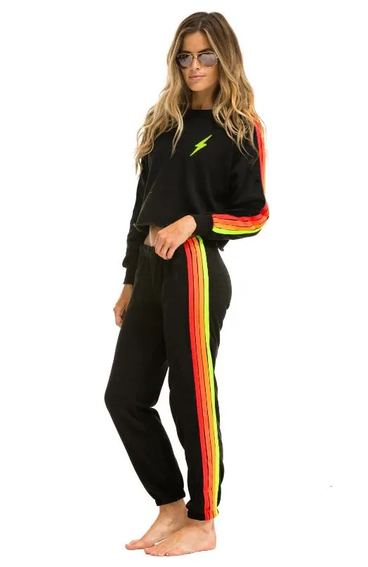 Aviator Nation 4 Stripe Sweatpant in Black/Neon