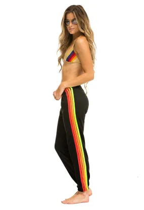 Aviator Nation 4 Stripe Sweatpant in Black/Neon