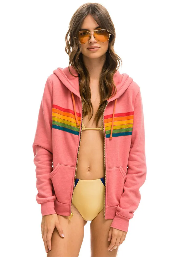 Aviator Nation 6 Stripe Zip Hoodie in Pink / Serape Rainbow