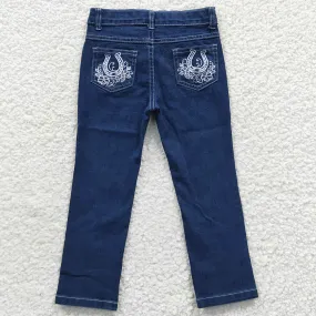 Baby Girls Jeans Pants Navy Rodeo Back Pockets Denim Pants P0085