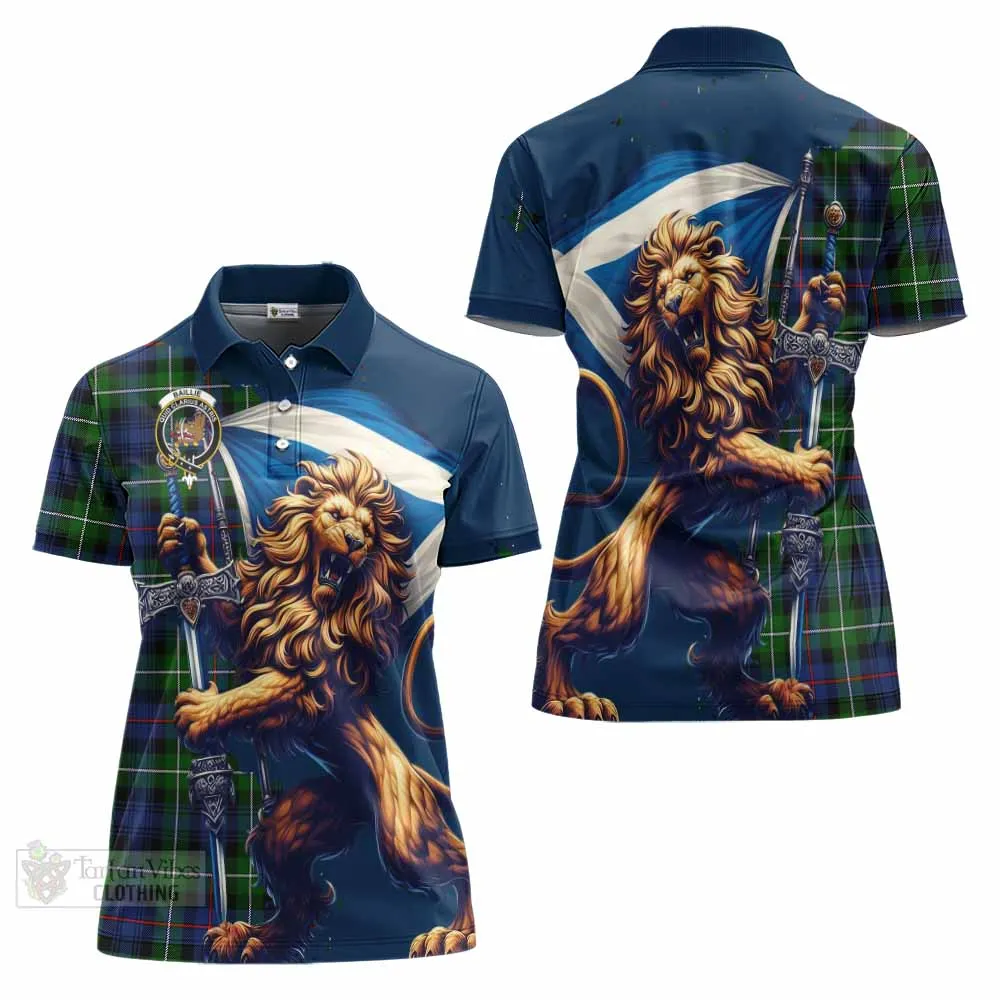 Baillie (Bailey) Tartan Family Crest Women's Polo Shirt with Scottish Majestic Lion