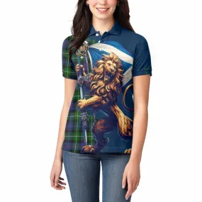 Baillie (Bailey) Tartan Family Crest Women's Polo Shirt with Scottish Majestic Lion