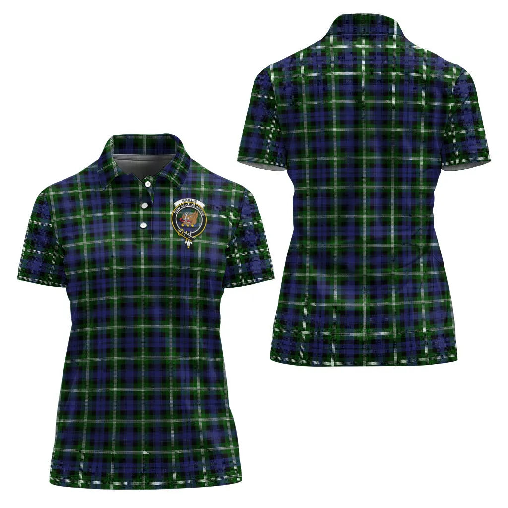 Baillie (Bailey) Tartan Polo Shirt with Family Crest For Women