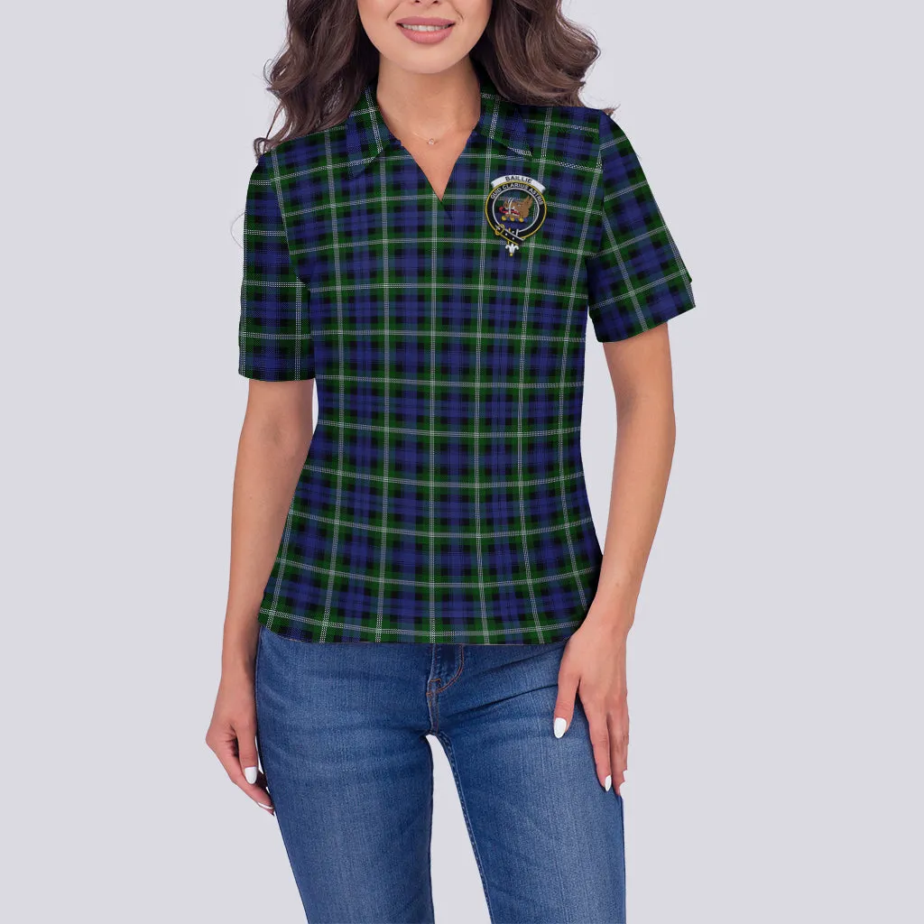 Baillie (Bailey) Tartan Polo Shirt with Family Crest For Women