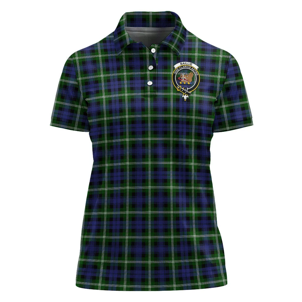 Baillie (Bailey) Tartan Polo Shirt with Family Crest For Women