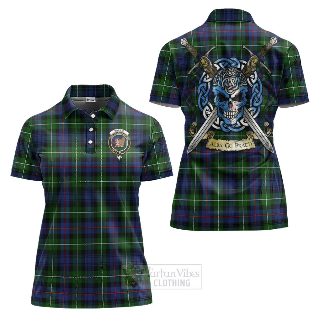 Baillie (Bailey) Tartan Women's Polo Shirt with Family Crest Celtic Skull Style