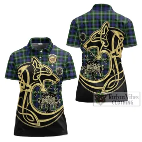 Baillie (Bailey) Tartan Women's Polo Shirt with Family Crest Celtic Wolf Style