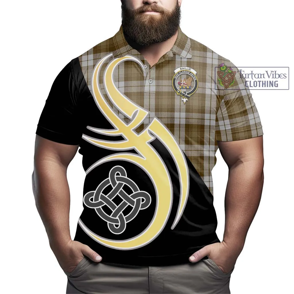 Baillie Dress Tartan Polo Shirt with Family Crest and Celtic Symbol Style