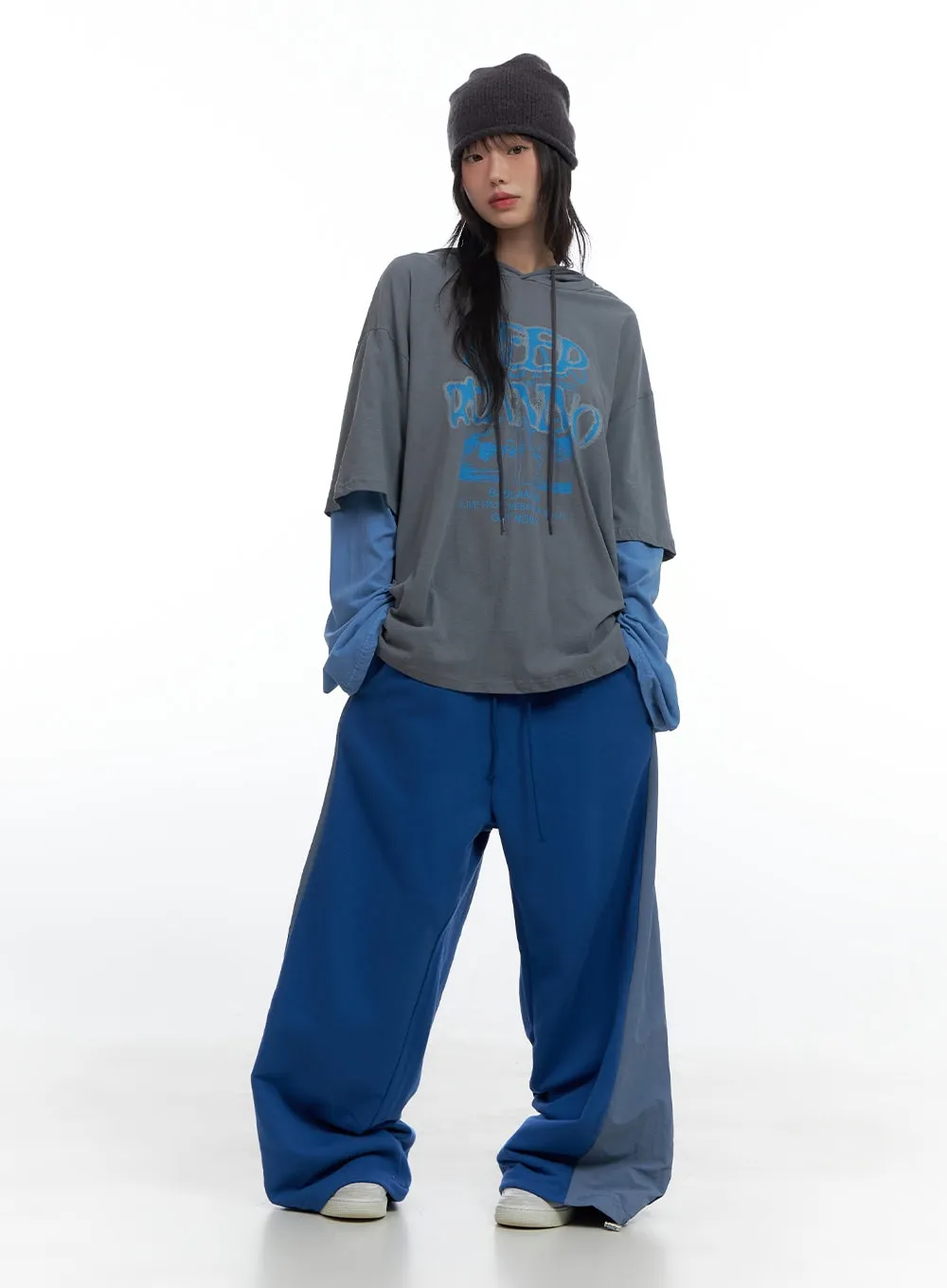 Banded Mixed Color Nylon Sweatpants CS420