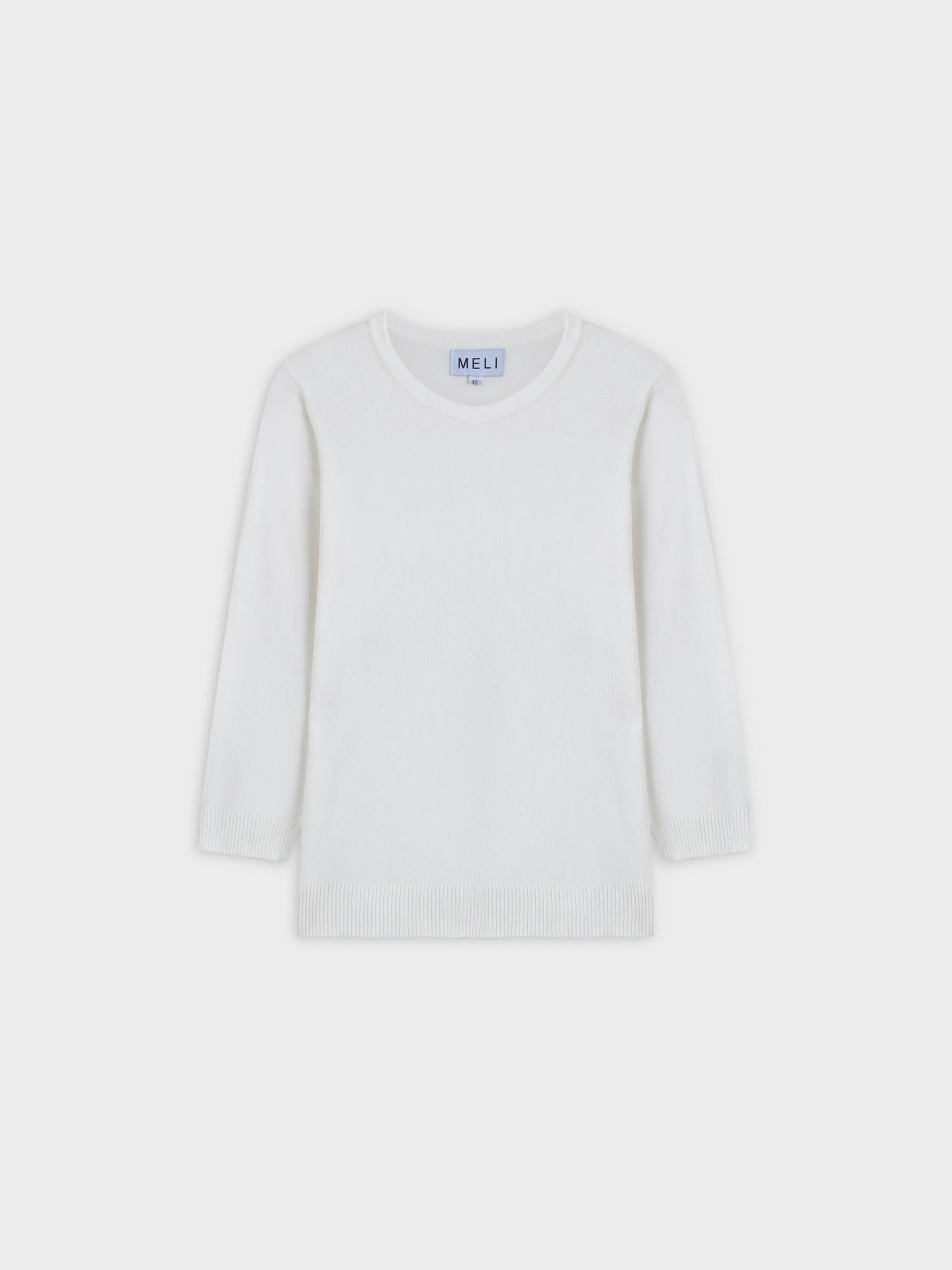 BASIC CREW SWEATER (3Q) - WHITE