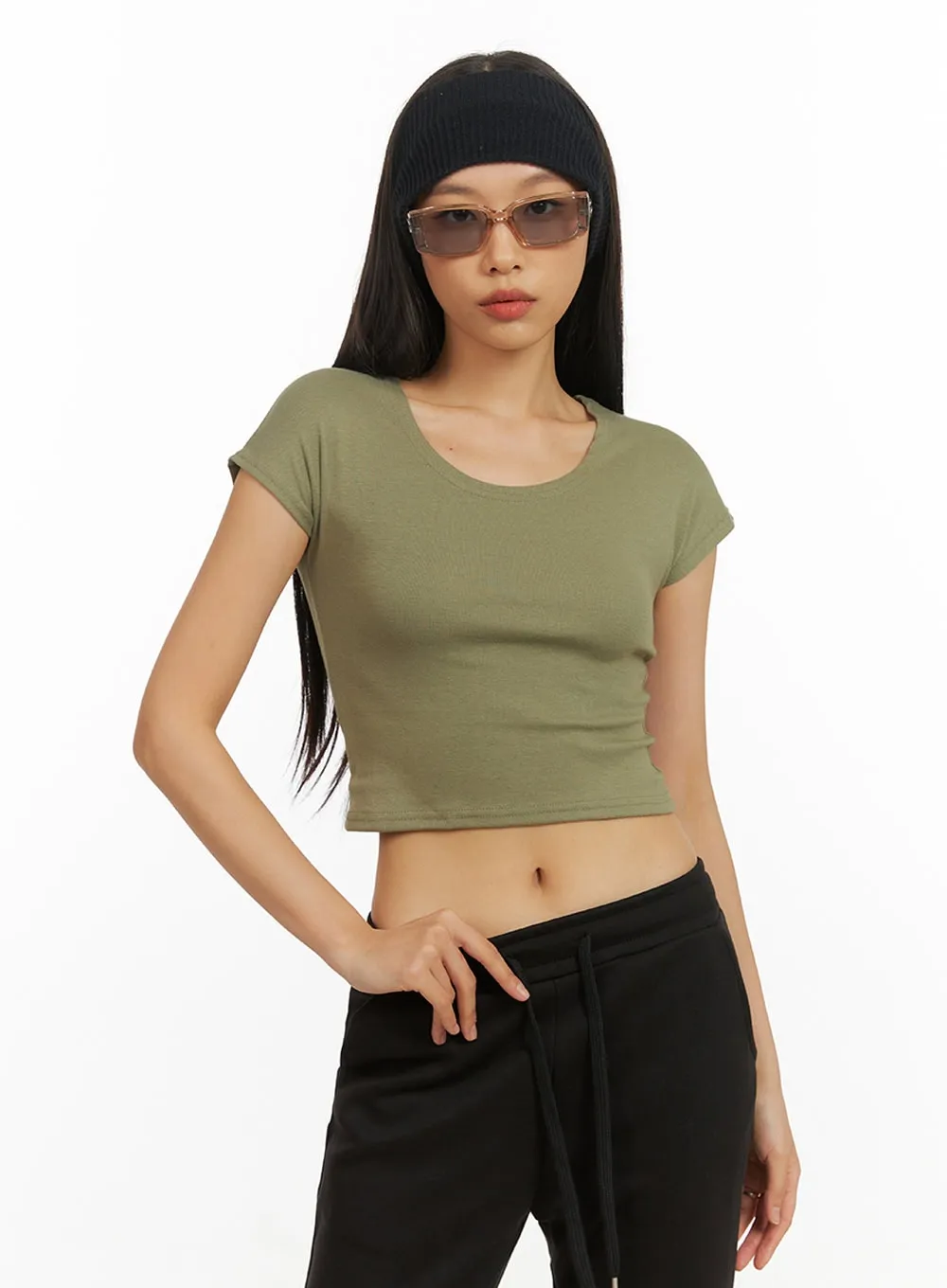 Basic Crop U-Neck Top IY422