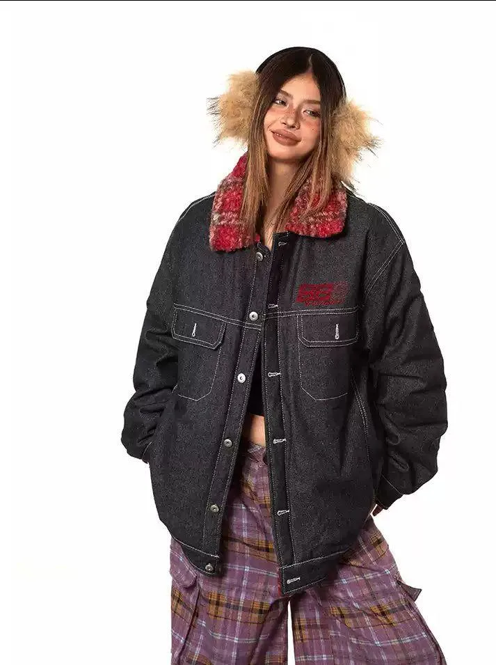 BB Buttoned Denim Puffer Jacket